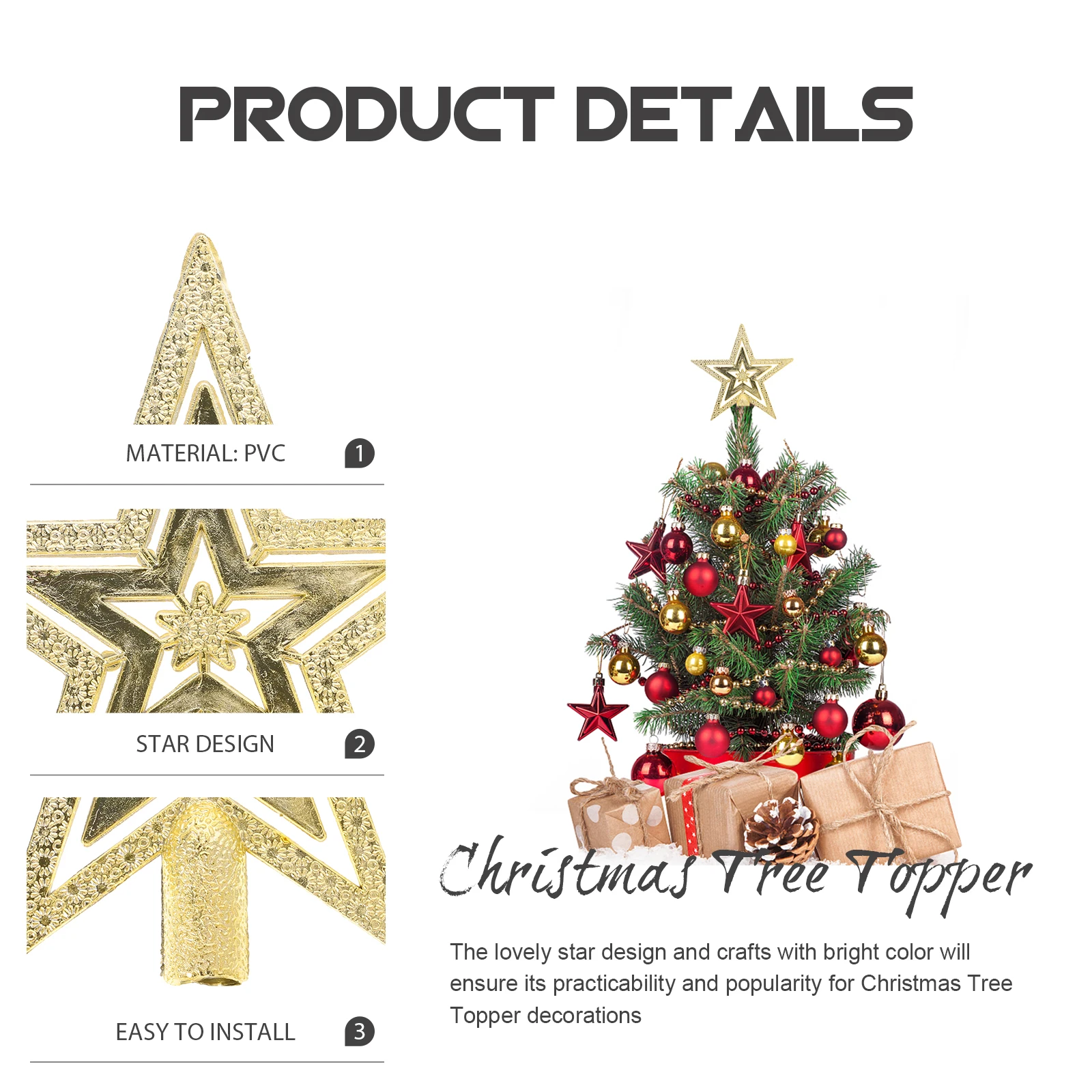 10 Cm Pentagram Star Christmas Tree Topper Decoration Gold Ornaments Lightweight Exquisite Craft Bright DIY
10 Cm Pentagram Star Christmas Tree Topper Decoration Gold Ornaments Lightweight Exquisite Craft Bright DIY