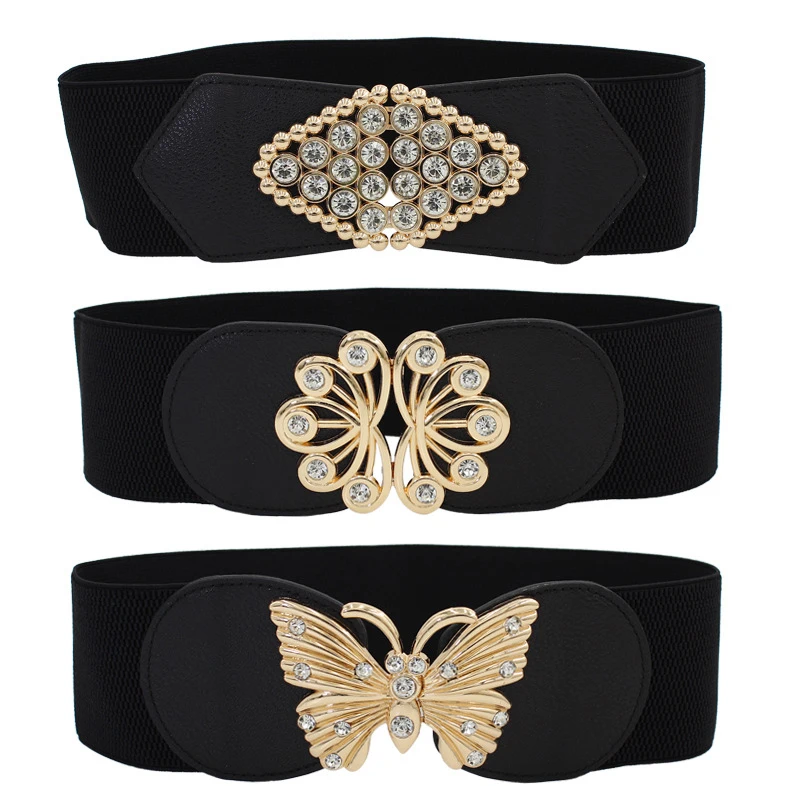 Fashion Wide Waist Belt Stretch Golden Buckle Corset Belt Elastic Cummerband Black Waistband Vintage Wide Belt
Fashion Wide Waist Belt Stretch Golden Buckle Corset Belt Elastic Cummerband Black Waistband Vintage Wide Belt