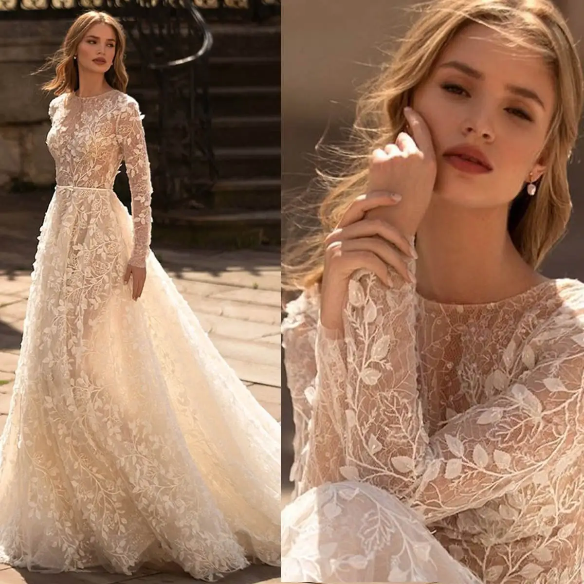 Elegant A Line Bride Gowns Sequins Appliques O Neck Long Sleeve Wedding Dress Sweep Train Tulle Bridal Dresses Custom Made
Elegant A Line Bride Gowns Sequins Appliques O Neck Long Sleeve Wedding Dress Sweep Train Tulle Bridal Dresses Custom Made