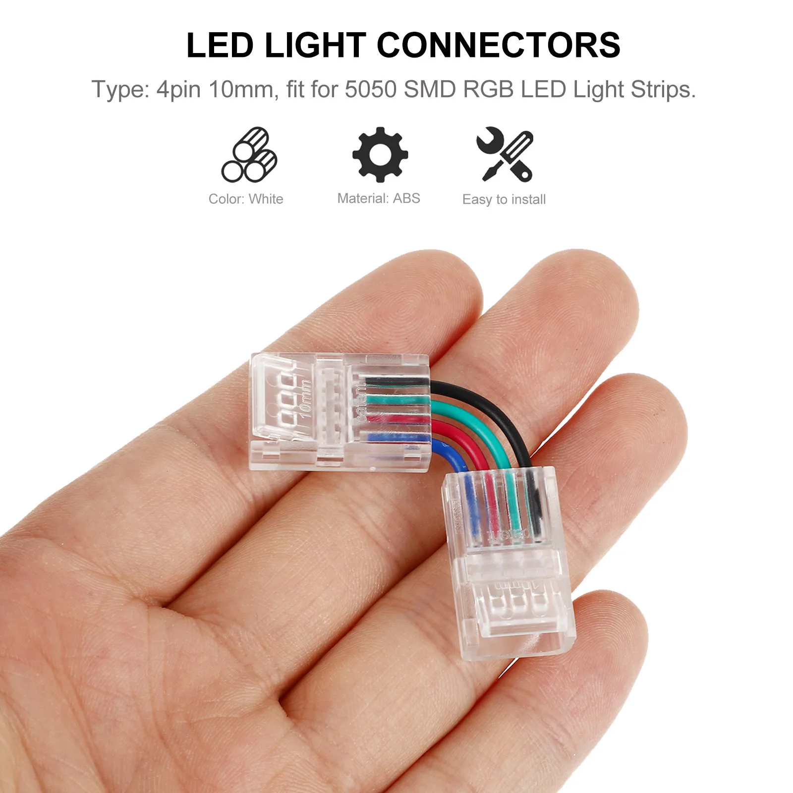 10Pcs LED Connectors for Strip Lights 10Mm Wide Solderless 90 Degree Angle Connector L-Shape 4-Pin No Tools Needed Heat
10Pcs LED Connectors for Strip Lights 10Mm Wide Solderless 90 Degree Angle Connector L-Shape 4-Pin No Tools Needed Heat