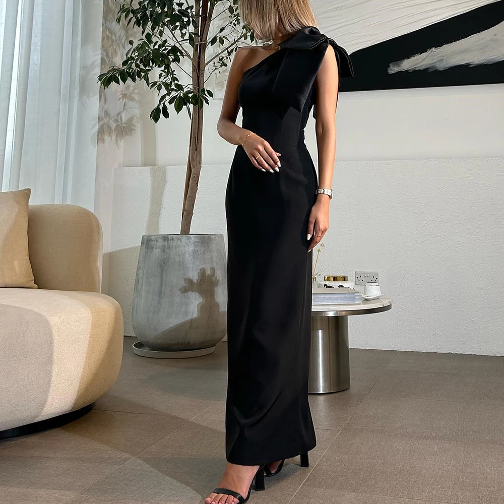 Customized Exquisite Jersey Straight One Shoulder Bow Evening Dress Side Slit Sleeveless Floor Length Black فساتين سهره نسائيه ف
Customized Exquisite Jersey Straight One Shoulder Bow Evening Dress Side Slit Sleeveless Floor Length Black فساتين سهره نسائيه ف