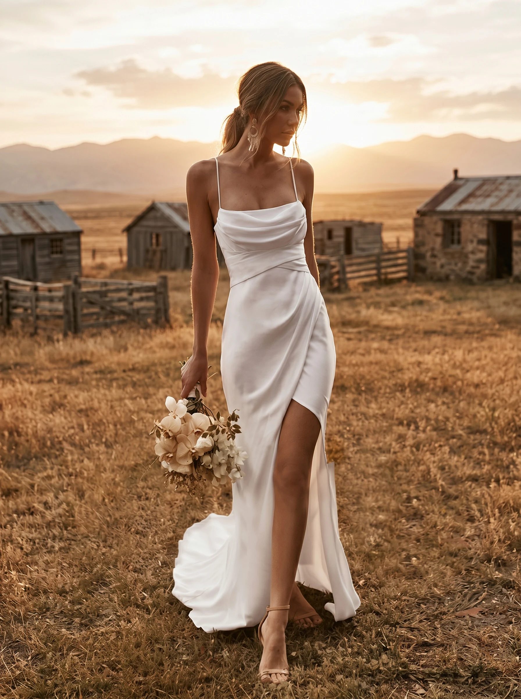 Spaghetti Strap Draped Satin Mermaid Wedding Dress High Slit Sweep Train Bridal Gown Custom Ivory Rustic Vestido De Novia
Spaghetti Strap Draped Satin Mermaid Wedding Dress High Slit Sweep Train Bridal Gown Custom Ivory Rustic Vestido De Novia