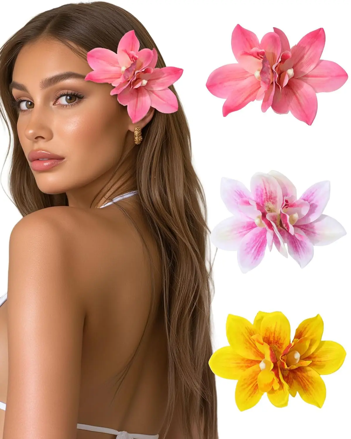 3 Pieces Hawaiian Flower Hair Clips - Artificial Tropical Orchid for Beach Party Wedding
3 Pieces Hawaiian Flower Hair Clips - Artificial Tropical Orchid for Beach Party Wedding