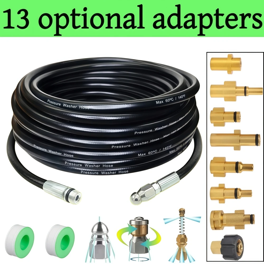 2m~35m 5800psi High Pressure Washer Sewer Drain Water Cleaning Hose 1/4" NPT Pipeline Cleaning Nozzle for For Karcher Nilfisk
2m~35m 5800psi High Pressure Washer Sewer Drain Water Cleaning Hose 1/4" NPT Pipeline Cleaning Nozzle for For Karcher Nilfisk