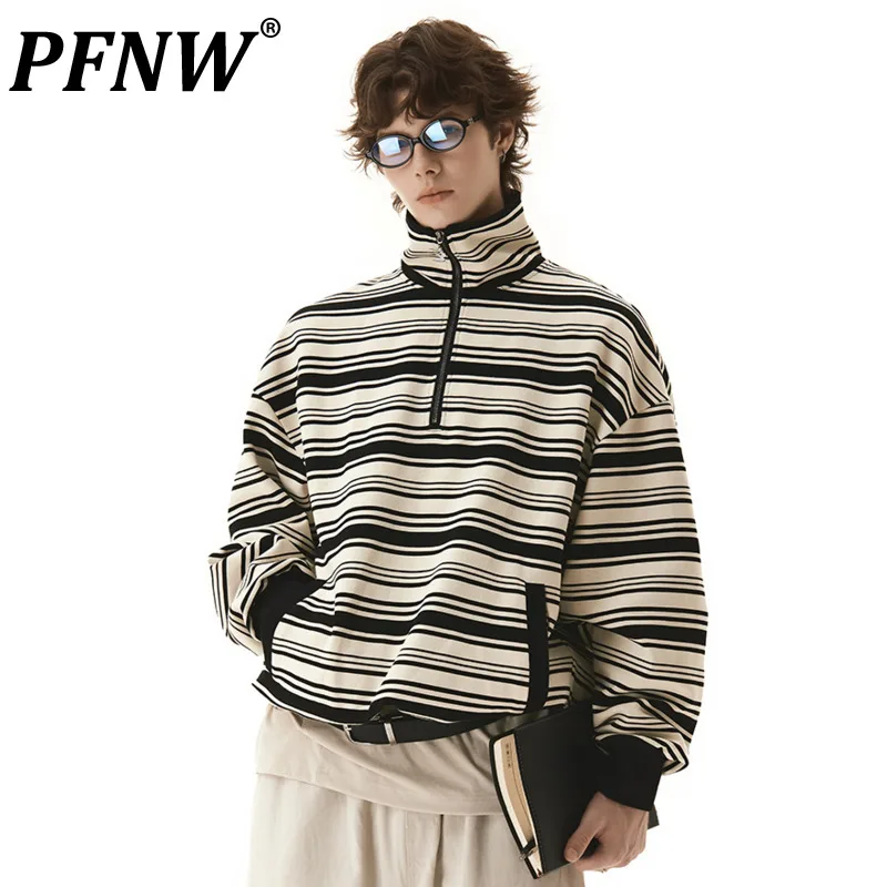 PFNW Half Open Zipper High Neck Striped Sweatershirt Male Long Sleeve Pullover Loose Casual Tops 2024 Autumn Chic New 28W4090
PFNW Half Open Zipper High Neck Striped Sweatershirt Male Long Sleeve Pullover Loose Casual Tops 2024 Autumn Chic New 28W4090