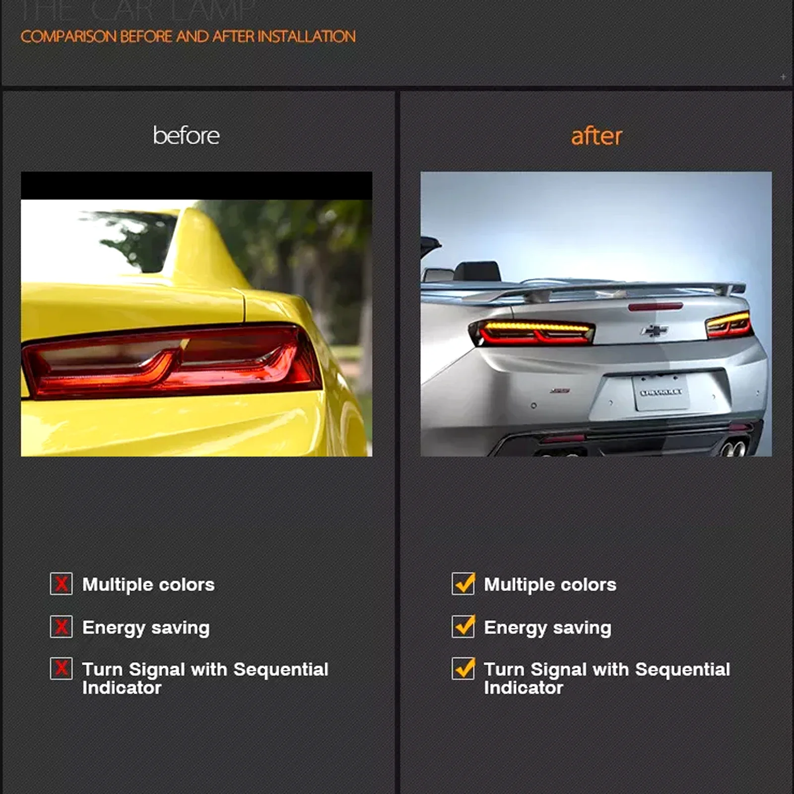 Автомобильные фары для Chevrolet Chevy Camaro, задний фонарь Coupe 2016 2017 2018, задние задние фонари в сборе, последовательный указатель поворота
Автомобильные фары для Chevrolet Chevy Camaro, задний фонарь Coupe 2016 2017 2018, задние задние фонари в сборе, последовательный указатель поворота
