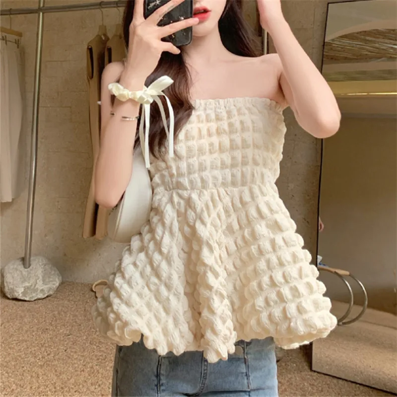 2022 Three-dimensional Waffle Tube Top Summer 2022 Korean Fashion Solid Color Sleeveless Hot Girl High-end Short-sleeved Top
2022 Three-dimensional Waffle Tube Top Summer 2022 Korean Fashion Solid Color Sleeveless Hot Girl High-end Short-sleeved Top