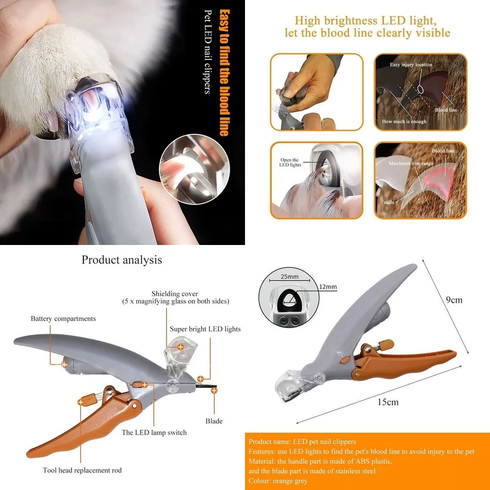 Professional Dog Nail Clipper with LED Light for Safe and Easy Pet Grooming Trimming Tool with Precision Blade and Anti Slip
Professional Dog Nail Clipper with LED Light for Safe and Easy Pet Grooming Trimming Tool with Precision Blade and Anti Slip
