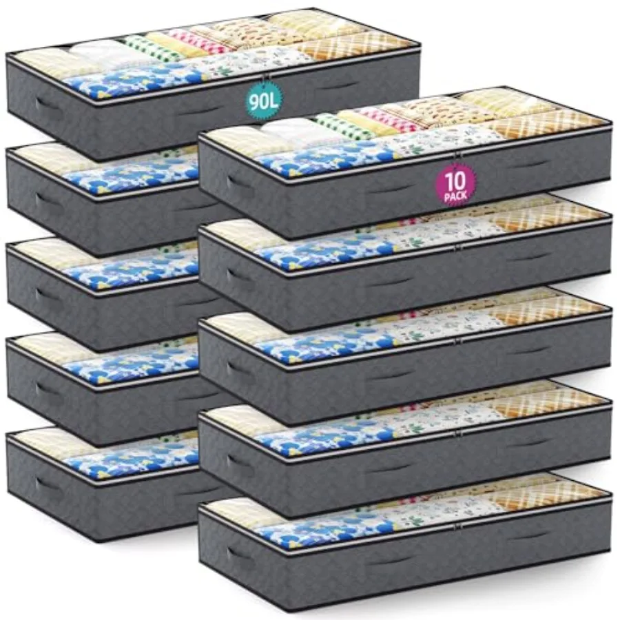 10 Pack Under Bed Storage Containers 90L Underbed Closet Organizer System Collapsible Storage Bins with Clear Window and Reinfo
10 Pack Under Bed Storage Containers 90L Underbed Closet Organizer System Collapsible Storage Bins with Clear Window and Reinfo