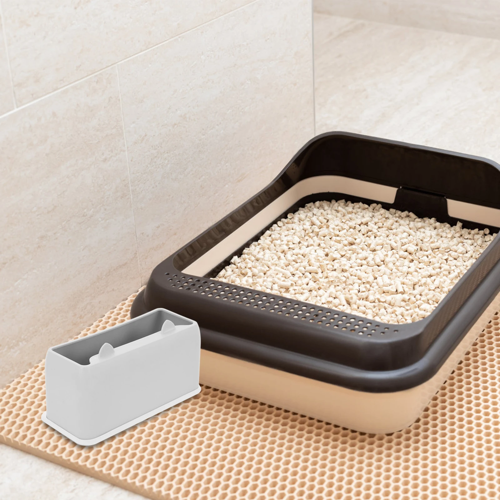 1pcs Cute Cat Shaped Litter Scoop Holder Grey Mini Trash Can For Cat Litter Box Accessories Pet Owners Home Decor Plastic Spoon 
1pcs Cute Cat Shaped Litter Scoop Holder Grey Mini Trash Can For Cat Litter Box Accessories Pet Owners Home Decor Plastic Spoon