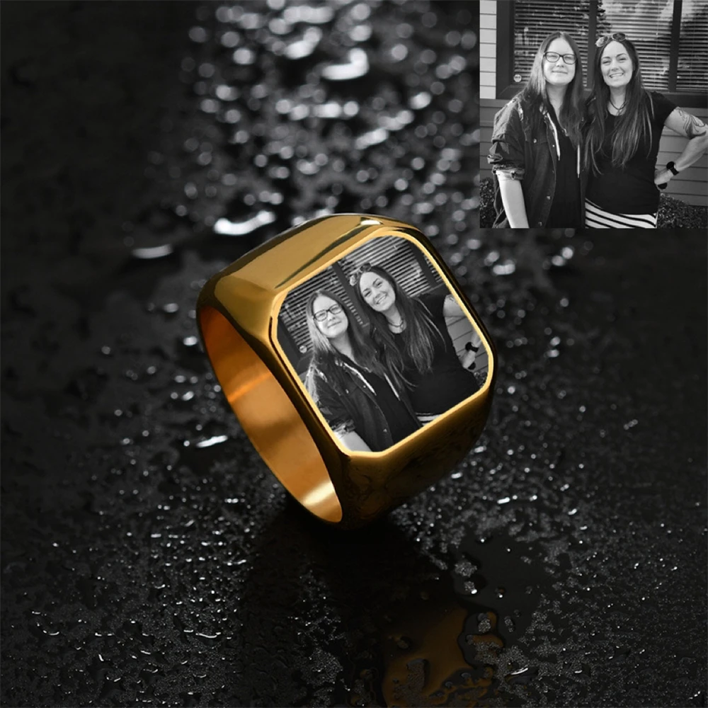 Customized Carved Photo Ring Personalized Stainless Steel Men's Ring Family Photo Men's Engagement and Wedding Ring Jewelry Gift
Customized Carved Photo Ring Personalized Stainless Steel Men's Ring Family Photo Men's Engagement and Wedding Ring Jewelry Gift