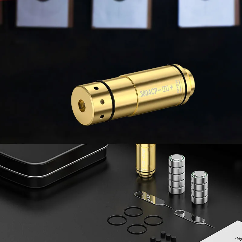 .380ACP Bore Sight Sighting Boresighters Red Laser Training Cartridge with 9 Batteries Replaceable Rubber Plugs O-rings
.380ACP Bore Sight Sighting Boresighters Red Laser Training Cartridge with 9 Batteries Replaceable Rubber Plugs O-rings