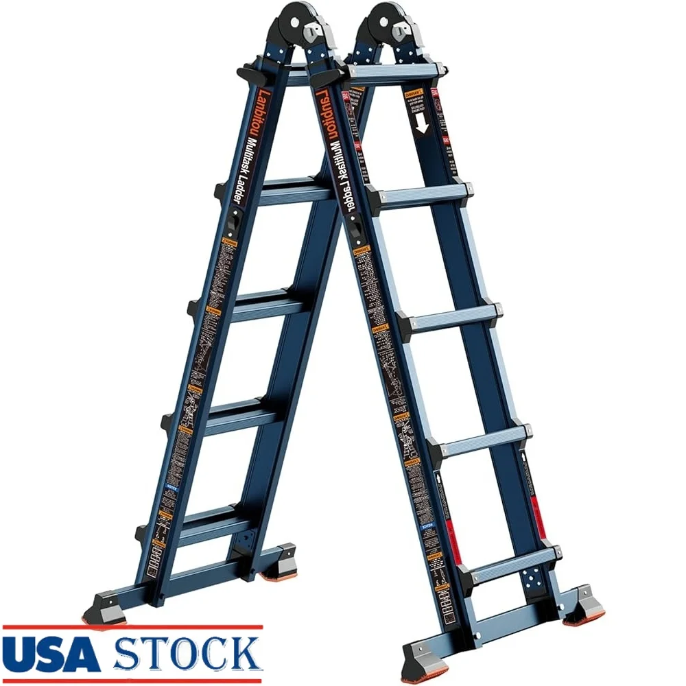 5 Step A Frame Ladder 17 Ft Folding Extension Ladder Anti-Slip Multi Position 330 lbs Safety Load Portable Heavy Duty Storage
5 Step A Frame Ladder 17 Ft Folding Extension Ladder Anti-Slip Multi Position 330 lbs Safety Load Portable Heavy Duty Storage