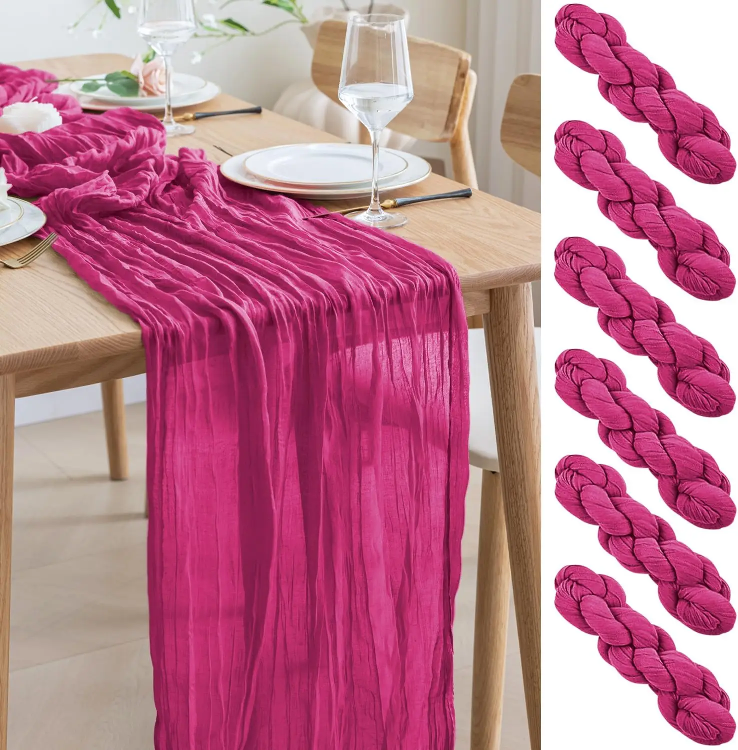 6pcs Cheesecloth Table Runner 120 Inches Long Fuchsia Boho Gauze Cheese Cloth Runner 10FT Rustic Sheer Table Runners
6pcs Cheesecloth Table Runner 120 Inches Long Fuchsia Boho Gauze Cheese Cloth Runner 10FT Rustic Sheer Table Runners