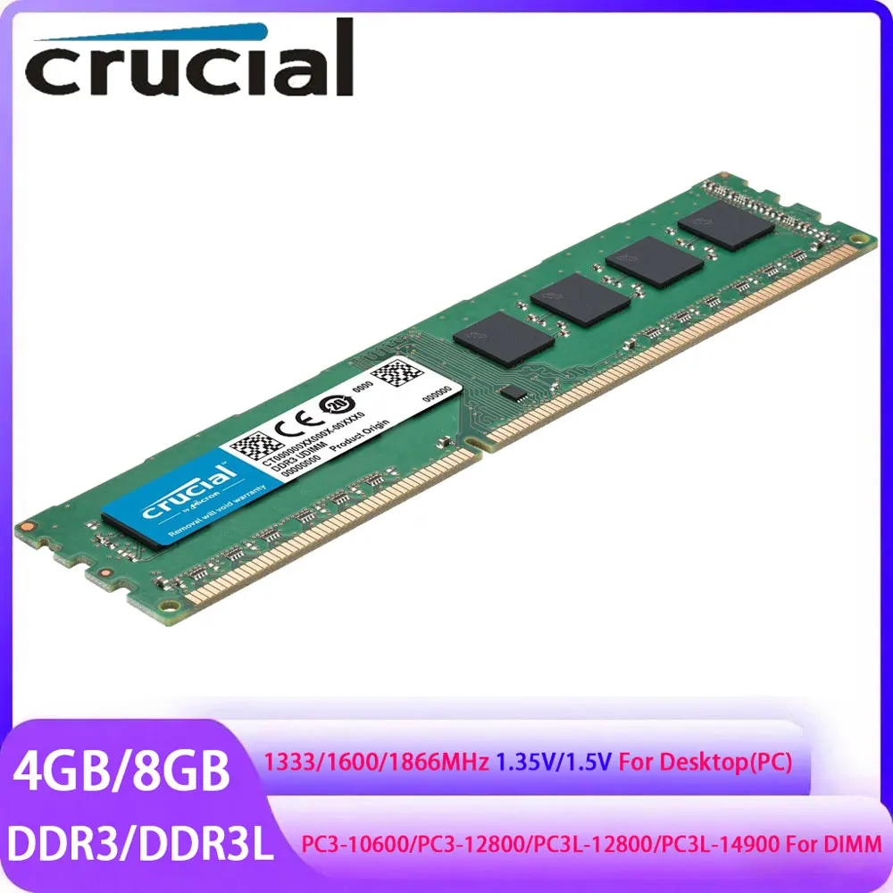 Оперативная память Crucial Memoria DDR3 DDR3L 4 ГБ 8 ГБ 1600 МГц 1333 1866 МГц DIMM Память 1,35 В 1,5 В 240 контактов PC3-10600 PC3L-12800 14900 для настольных ПК
Оперативная память Crucial Memoria DDR3 DDR3L 4 ГБ 8 ГБ 1600 МГц 1333 1866 МГц DIMM Память 1,35 В 1,5 В 240 контактов PC3-10600 PC3L-12800 14900 для настольных ПК