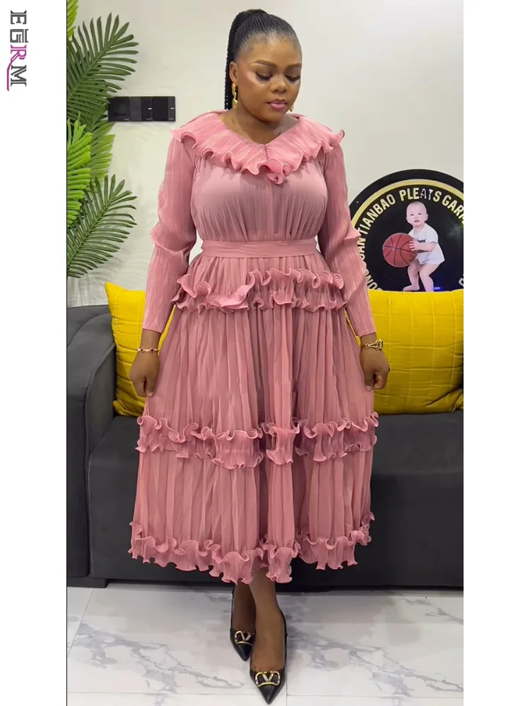 EGRM Pleated Appliques Long Dresses For Women Round Collar Lace-up Full Sleeve Evening Party New 2025 Lady Dress 5GR3711
EGRM Pleated Appliques Long Dresses For Women Round Collar Lace-up Full Sleeve Evening Party New 2025 Lady Dress 5GR3711