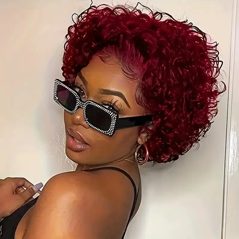 99j Red Short Curly Wigs Pixie Cut Lace Front Wigs 6 inch Human Hair 13X1 Pixie Burgundy Human Hair Wigs For Women Pixie Wig
99j Red Short Curly Wigs Pixie Cut Lace Front Wigs 6 inch Human Hair 13X1 Pixie Burgundy Human Hair Wigs For Women Pixie Wig