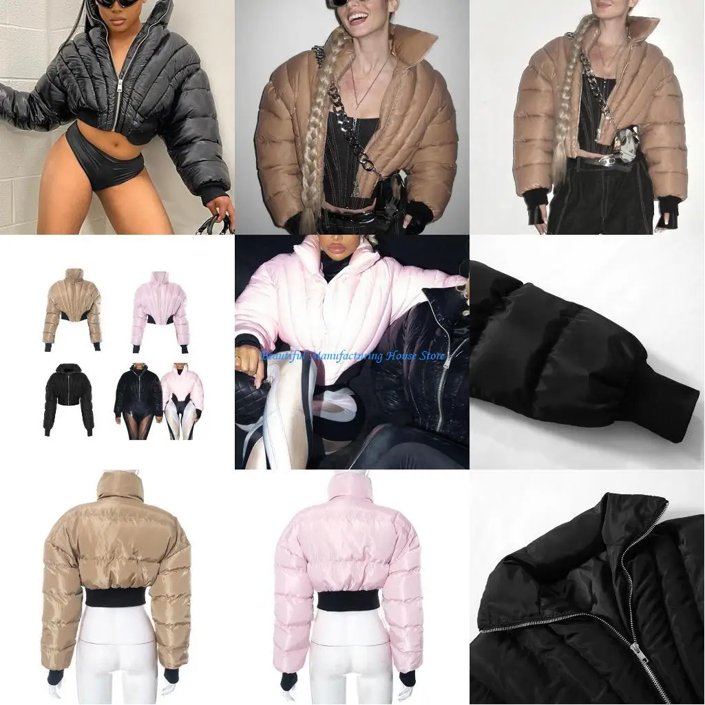 E56A Winter Lapel Collar Full Zipper Quilted Coat Women Fashion Long Sleeve Tight Waist Corsets Padded Cropped Bubble Jackets
E56A Winter Lapel Collar Full Zipper Quilted Coat Women Fashion Long Sleeve Tight Waist Corsets Padded Cropped Bubble Jackets