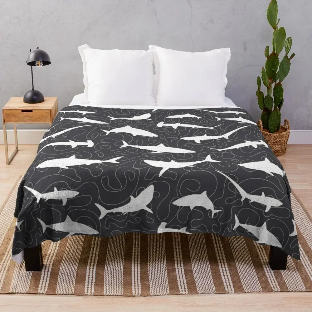 Shark Frenzy Pattern on Charcoal Grey Throw Blanket All Season Soft Lightweight Blanket for Home
Shark Frenzy Pattern on Charcoal Grey Throw Blanket All Season Soft Lightweight Blanket for Home
