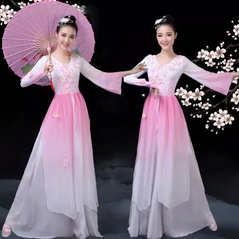 Traditional Chinese Folk Dance Costume Woman Adult Elegant Fan Umbrella Hanfu Clothing Ancient Yangko Dance Stage Performance
Traditional Chinese Folk Dance Costume Woman Adult Elegant Fan Umbrella Hanfu Clothing Ancient Yangko Dance Stage Performance