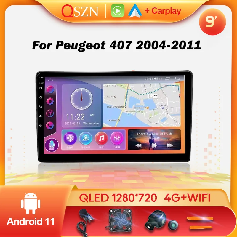 QSZN 9inch Car Radio Player For Peugeot 407 2004-2011 Multimedia GPS Navigation Auto Radio Support Carplay RDS Android 12
QSZN 9inch Car Radio Player For Peugeot 407 2004-2011 Multimedia GPS Navigation Auto Radio Support Carplay RDS Android 12