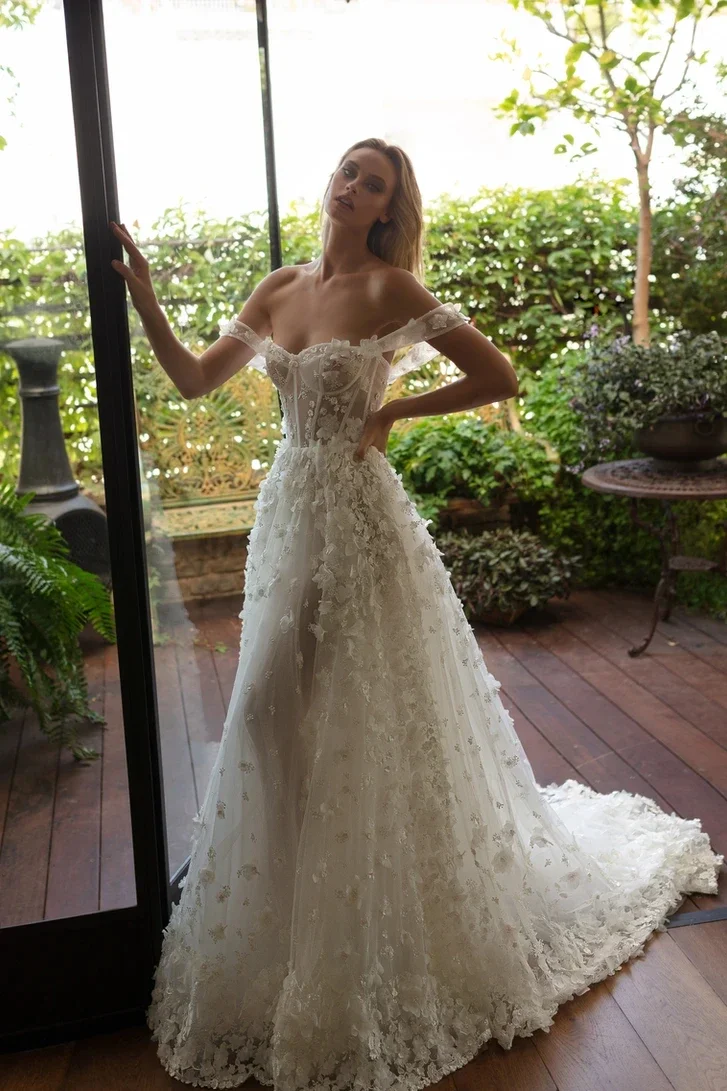 Customized Off The Shoulder A-Line Wedding Dresses Sweetheart Vestido De Novia Charming Lace Embroidery Bridal Gown
Customized Off The Shoulder A-Line Wedding Dresses Sweetheart Vestido De Novia Charming Lace Embroidery Bridal Gown