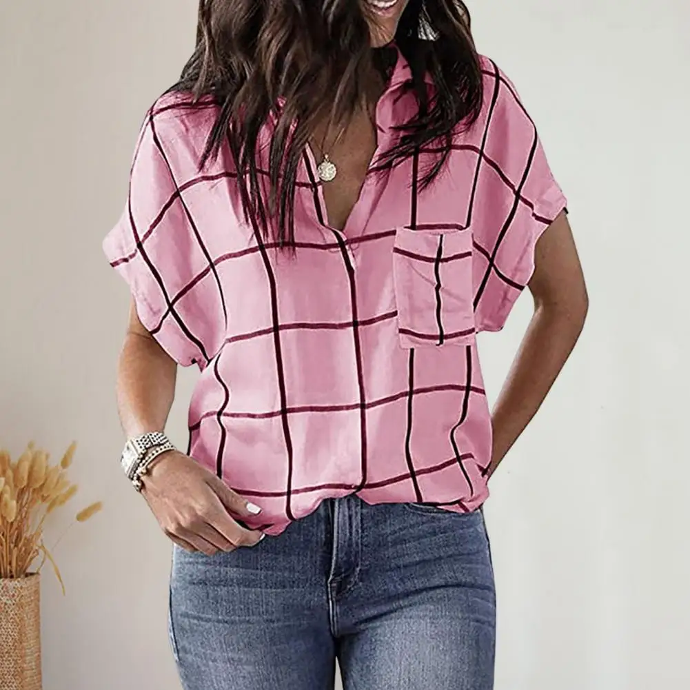 2025 Women Shirt Blouse Lapel V Neck Short Sleeve Women Shirt Summer Plaid Print Patch Pocket Casual Shirt Streetwear
2025 Women Shirt Blouse Lapel V Neck Short Sleeve Women Shirt Summer Plaid Print Patch Pocket Casual Shirt Streetwear