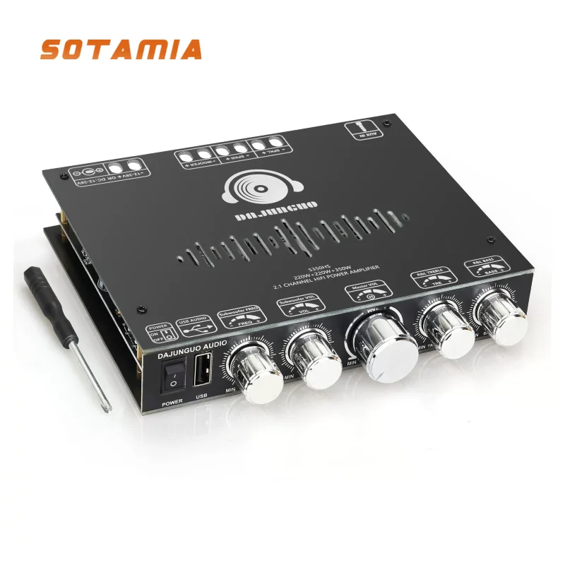 SOTAMIA 2.1 Channel Bluetooth Power Amplifier Board TPA3251 High and Low Sound Cannon 220W*2+350W Desktop Power Amplifier
SOTAMIA 2.1 Channel Bluetooth Power Amplifier Board TPA3251 High and Low Sound Cannon 220W*2+350W Desktop Power Amplifier