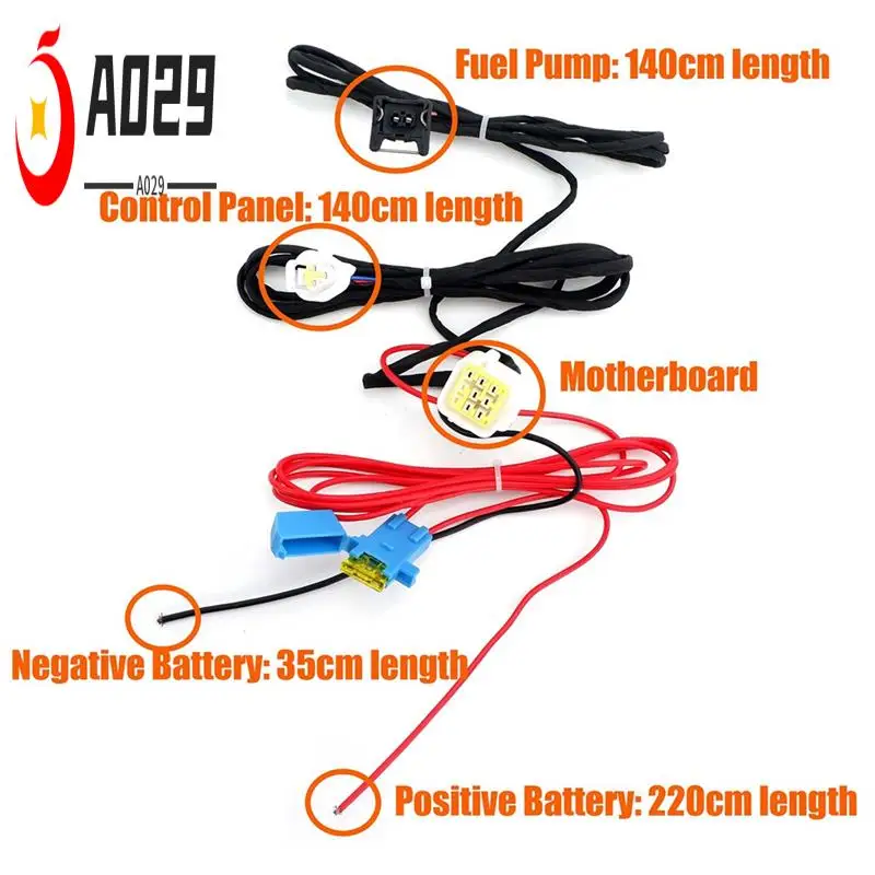 A029-12V / 24V Air Heater Wiring Harness Power Supply Wire Adapter + Control Panel Extension Cable For Car
A029-12V / 24V Air Heater Wiring Harness Power Supply Wire Adapter + Control Panel Extension Cable For Car