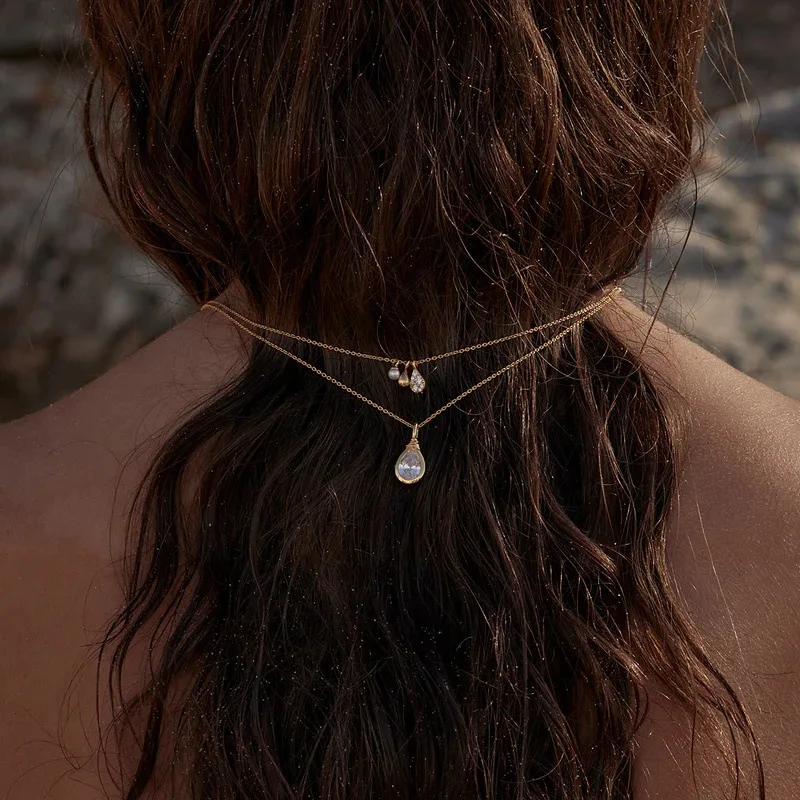 Gorgeous drop pendant pearl zircon clavicle chain simple generous fashion summer necklace for women
Gorgeous drop pendant pearl zircon clavicle chain simple generous fashion summer necklace for women