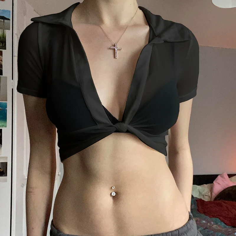 Mesh T Shirt Women Sexy Thin Spring Perspective Split Design Short Outer Sunscreen Cover
Mesh T Shirt Women Sexy Thin Spring Perspective Split Design Short Outer Sunscreen Cover