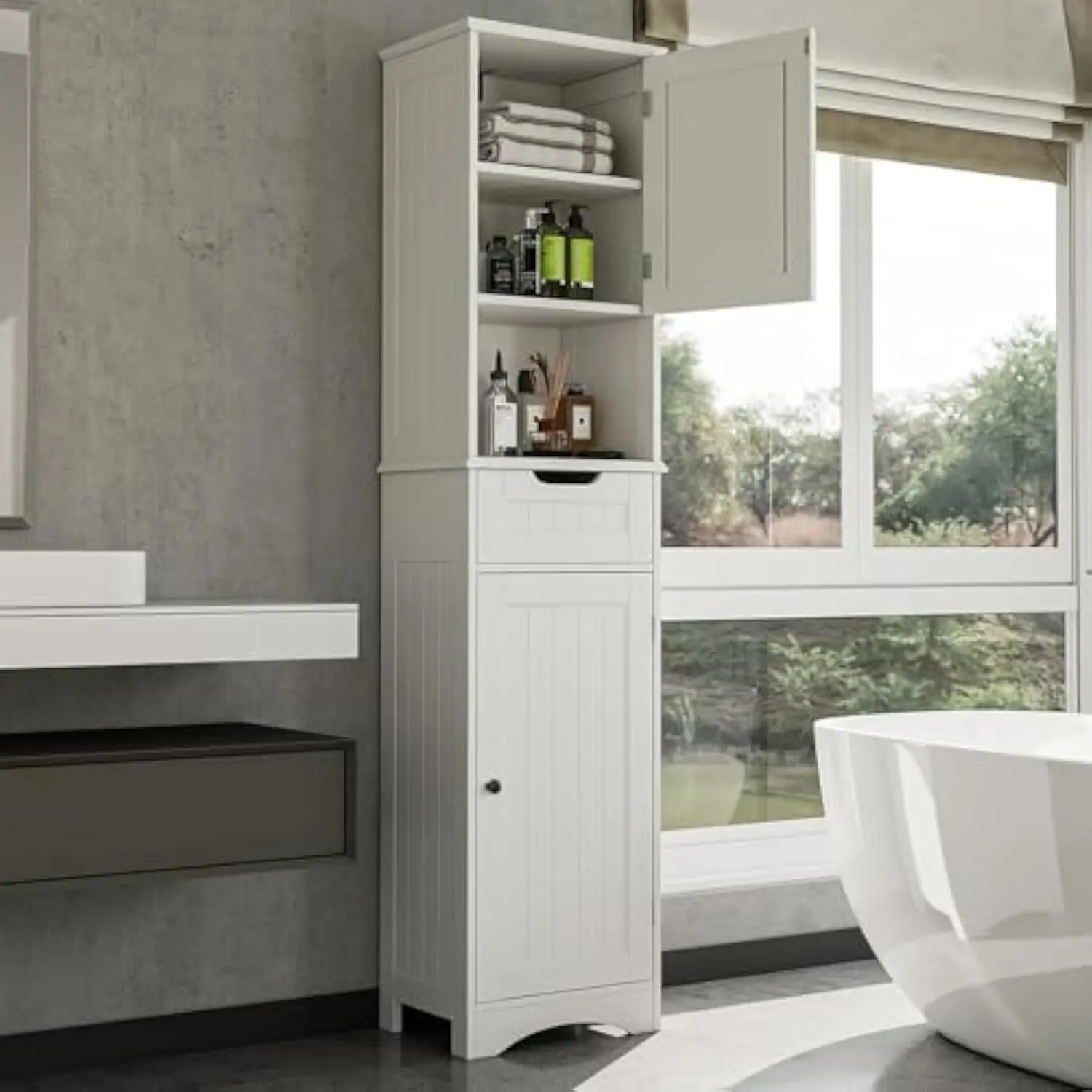 67 H Tall Bathroom Storage Cabinet, Tall and Narrow Linen Storage Cabinet with Adjustable Shelves for Home, Kitchen, Laundry R
67 H Tall Bathroom Storage Cabinet, Tall and Narrow Linen Storage Cabinet with Adjustable Shelves for Home, Kitchen, Laundry R