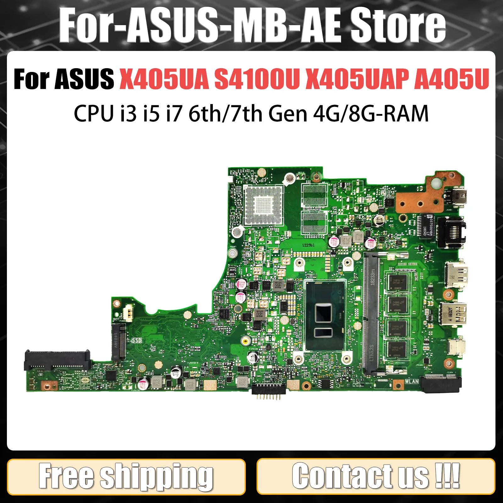 Для ASUS S4000U S4100U X405UA X405UAP X405URP A405U V405U S405U K405U F405U Материнская плата ноутбука Процессор i3 i5 i7 4G 8G RAM
Для ASUS S4000U S4100U X405UA X405UAP X405URP A405U V405U S405U K405U F405U Материнская плата ноутбука Процессор i3 i5 i7 4G 8G RAM