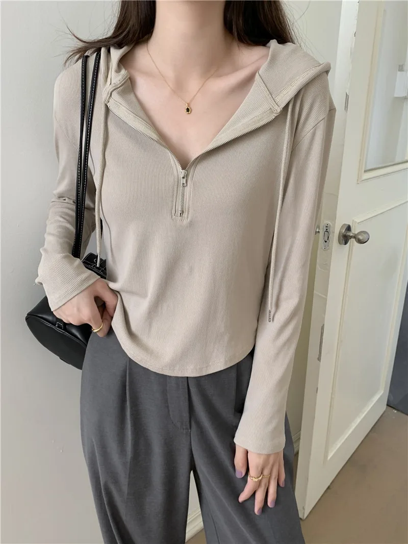 Hooded Zipper Womens Clothing Solid Color Simple Loose Long Sleeve Sweatshirts Korean Streetwear Cropped T Shirt Womens Clothing
Hooded Zipper Womens Clothing Solid Color Simple Loose Long Sleeve Sweatshirts Korean Streetwear Cropped T Shirt Womens Clothing