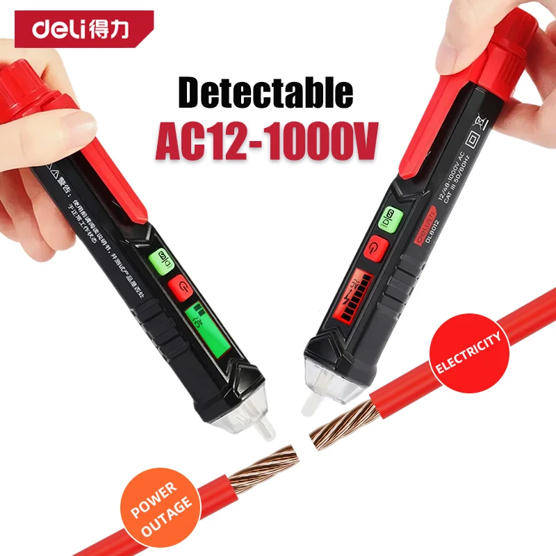 DELI Non-Contact Voltage Detector Electrical Pen AC Voltage Tester Smart Breakpoint Finder 12-1000V
DELI Non-Contact Voltage Detector Electrical Pen AC Voltage Tester Smart Breakpoint Finder 12-1000V