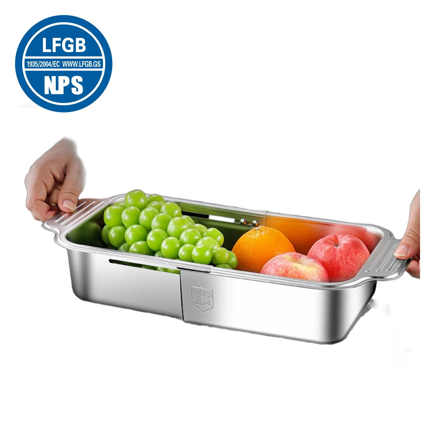 LFGB Certification 304 Stainless Steel Kitchen Sink Strainer Scalable Drainage Basket Fruit Vegetable and Cutlery Washing Basin
LFGB Certification 304 Stainless Steel Kitchen Sink Strainer Scalable Drainage Basket Fruit Vegetable and Cutlery Washing Basin