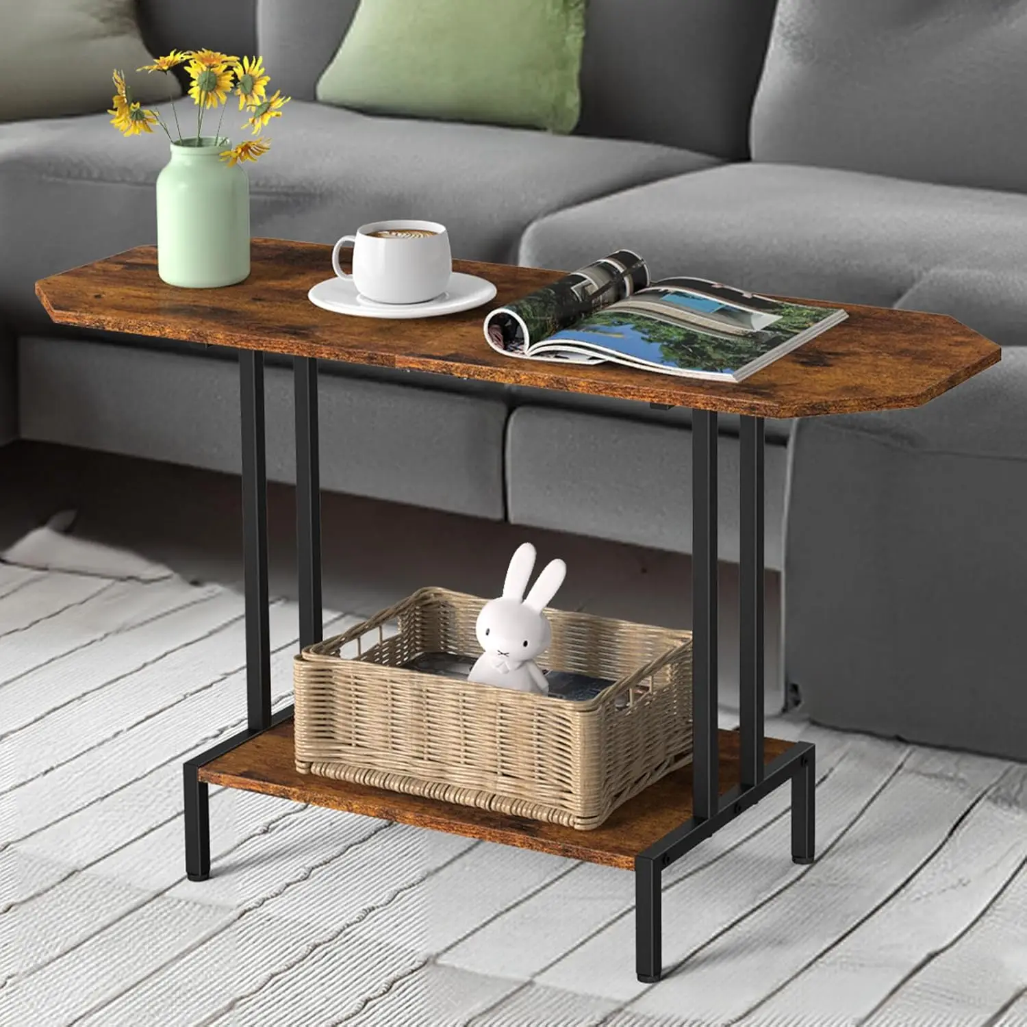 2-Tier Rustic Coffee Table with Storage Shelf, Industrial Rectangle for Living Room, Brown
2-Tier Rustic Coffee Table with Storage Shelf, Industrial Rectangle for Living Room, Brown