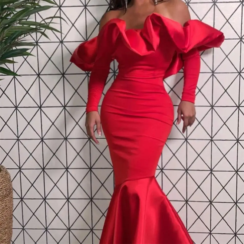 Pleat Off the Shoulder Mermaid Evening Dresses Satin Full Sleeves Long Prom Gown Modern Backless Party فساتين للحفلات ال
Pleat Off the Shoulder Mermaid Evening Dresses Satin Full Sleeves Long Prom Gown Modern Backless Party فساتين للحفلات ال