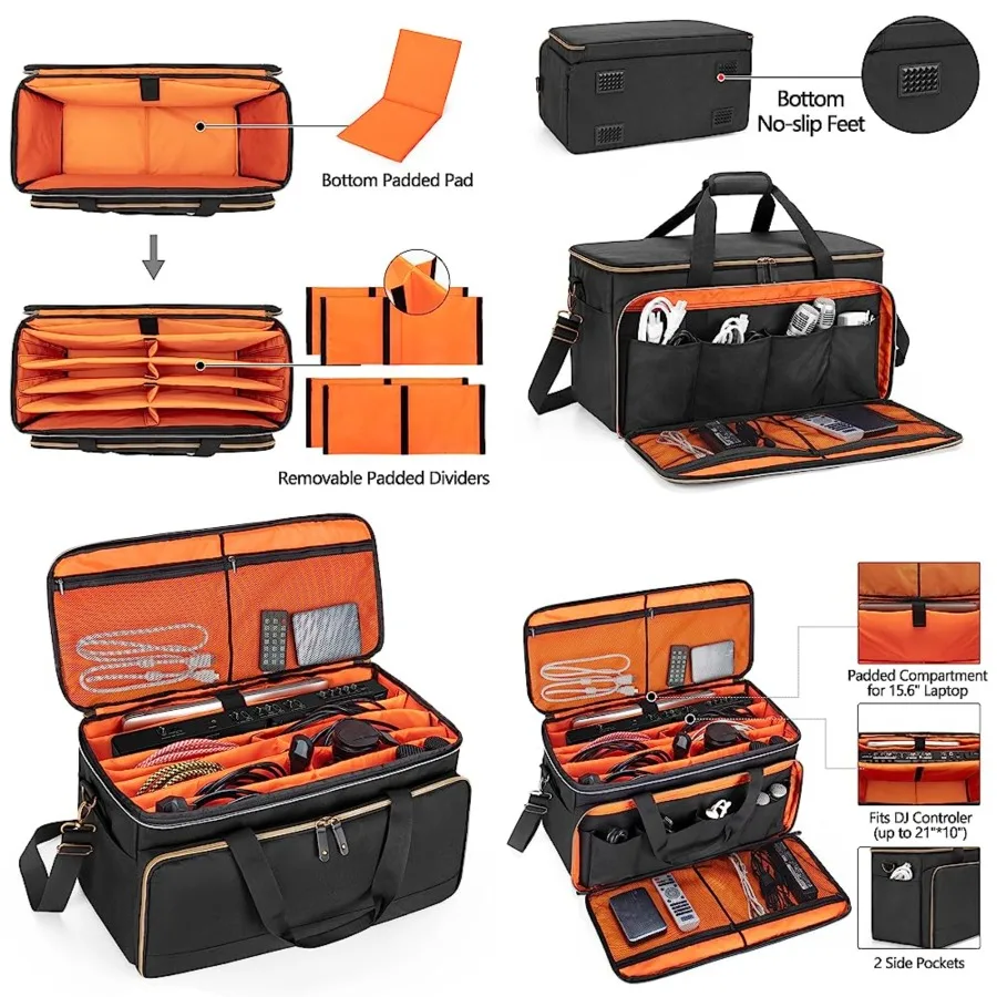 Trunab Large Travel DJ Cable File Bag with Inner Detachable Divider and Padded Compartment for 15.6" Laptop, Cable Organizer Ba
Trunab Large Travel DJ Cable File Bag with Inner Detachable Divider and Padded Compartment for 15.6" Laptop, Cable Organizer Ba