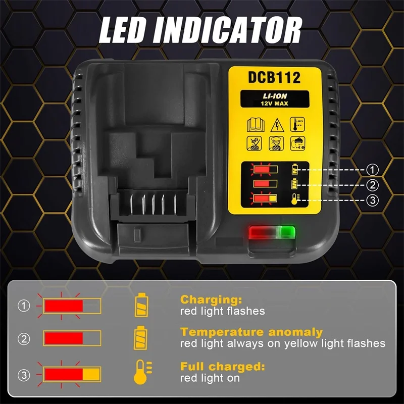 DCB118 DCB112 Battery Charger for Dewalt 10.8V 12V 14.4V 18V 20V DCB200 DCB101 DCB105 Li-ion Battery Fast Charger
DCB118 DCB112 Battery Charger for Dewalt 10.8V 12V 14.4V 18V 20V DCB200 DCB101 DCB105 Li-ion Battery Fast Charger