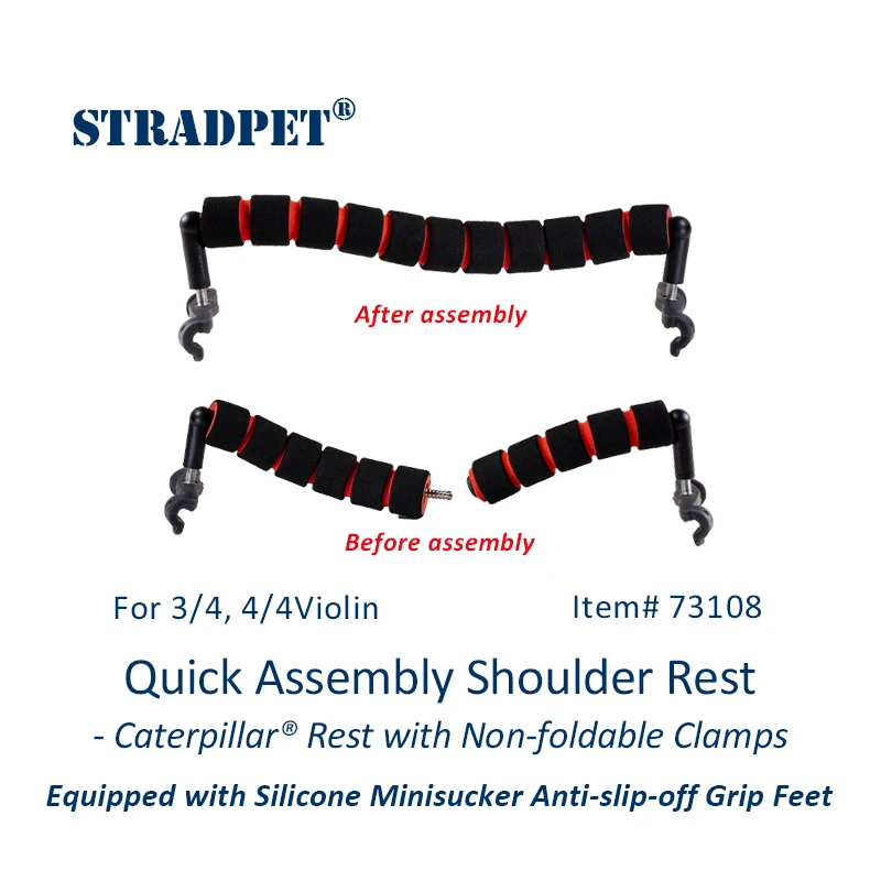 STRADPET Quick Assembly Shoulder Rest with Minisucker Anti-slip-off - Caterpillar Rest, Only 31g, for 1/2-3/4-4/4 violin
STRADPET Quick Assembly Shoulder Rest with Minisucker Anti-slip-off - Caterpillar Rest, Only 31g, for 1/2-3/4-4/4 violin