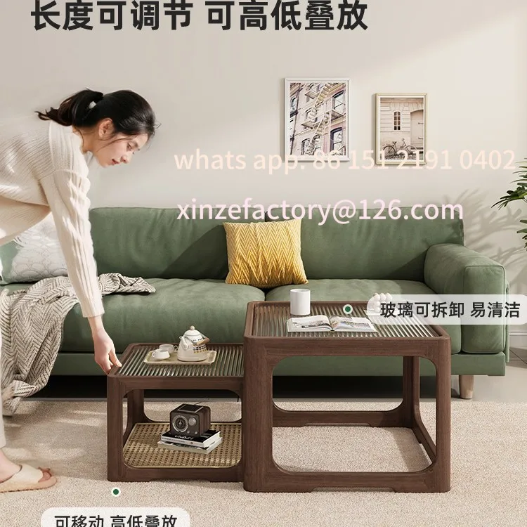 Customizable all solid wood glass coffee table living room home antique style combination rattan table simple tea table
Customizable all solid wood glass coffee table living room home antique style combination rattan table simple tea table