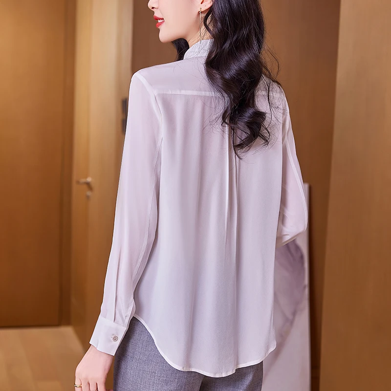 New 100% Real Silk Women's Shirt Spring Autumn Elegant Fashion Blouses Shirts for Woman Long Sleeve Office Lady Solid Blouse
New 100% Real Silk Women's Shirt Spring Autumn Elegant Fashion Blouses Shirts for Woman Long Sleeve Office Lady Solid Blouse