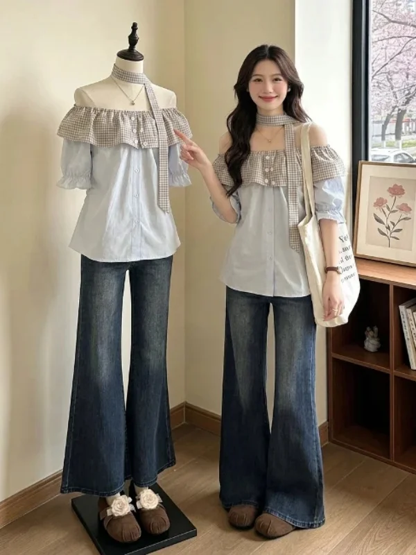 Chic Oversized Blouse Women's Summer 2026 One-Shoulder Shirt with Sash And Lace Trim Korean Style Commute Fashion
Chic Oversized Blouse Women's Summer 2026 One-Shoulder Shirt with Sash And Lace Trim Korean Style Commute Fashion