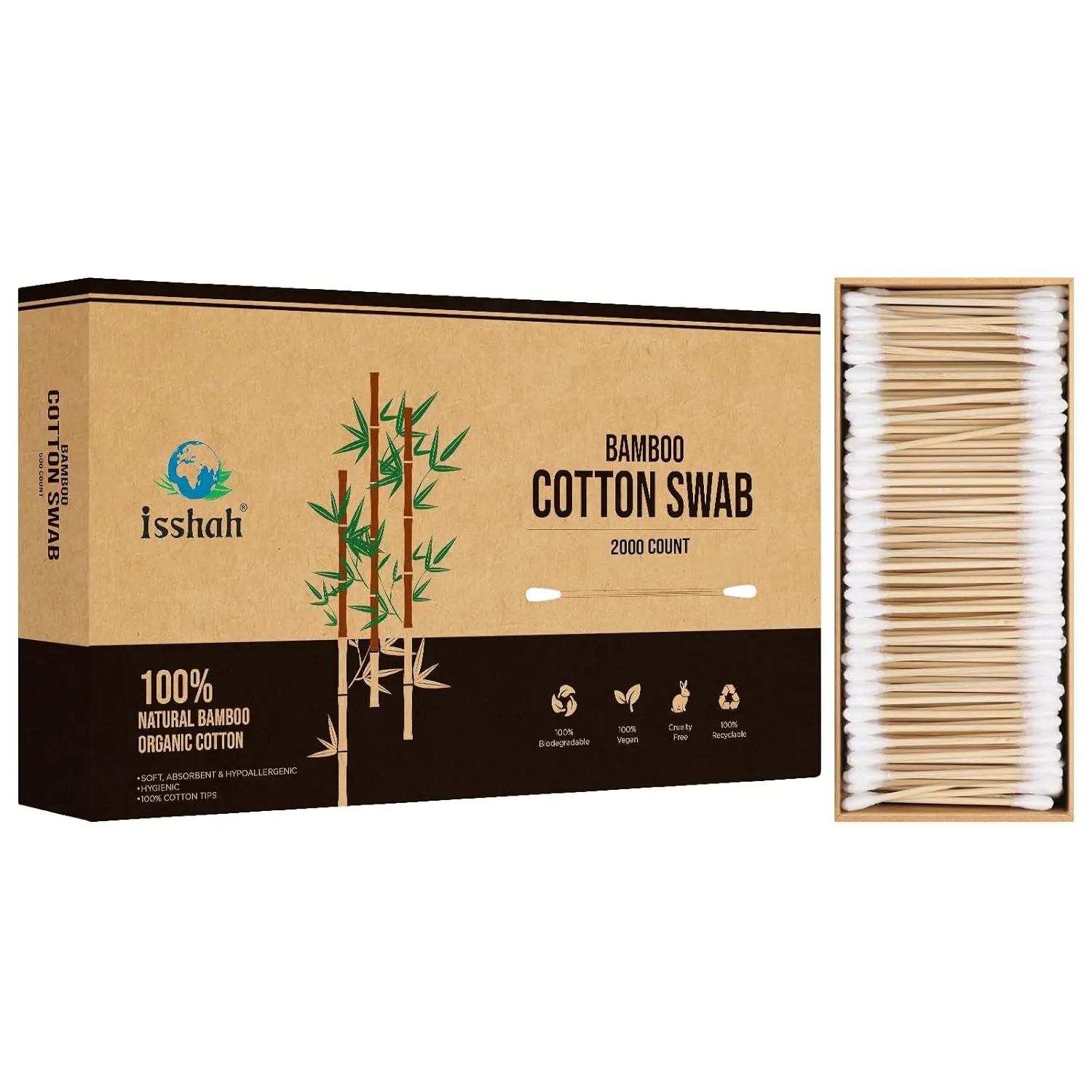 2000 Eco-Friendly Bamboo Cotton Swabs, FSC Certified, PETA Approved, Plastic-Free, Biodegradable
2000 Eco-Friendly Bamboo Cotton Swabs, FSC Certified, PETA Approved, Plastic-Free, Biodegradable