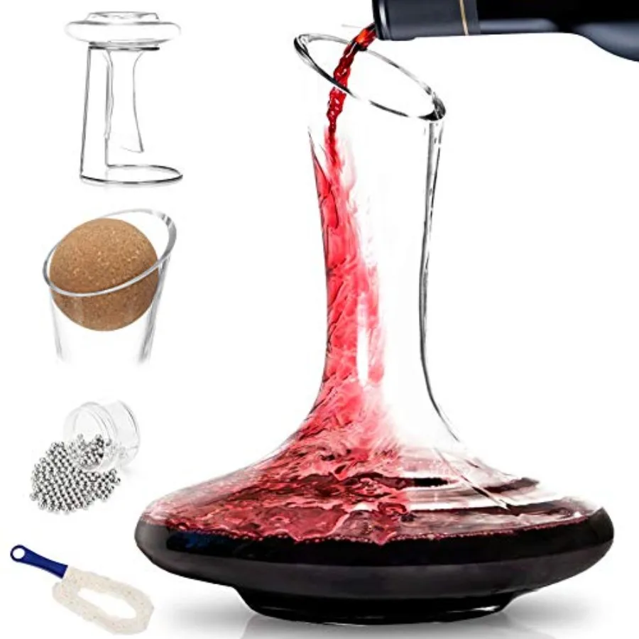 BTaT- XL Decanter with Drying Stand, Stopper, Brush and Beads, Hand Blown Crystal Glass, Wine Decanter, Wine Carafe, Wine Accor
BTaT- XL Decanter with Drying Stand, Stopper, Brush and Beads, Hand Blown Crystal Glass, Wine Decanter, Wine Carafe, Wine Accor