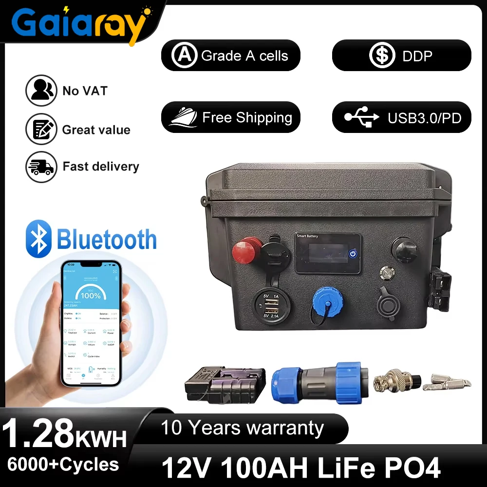 Gaiaray 100AH 140AH 200AH Lifepo4 Батарея лодки подруливающее устройство литий-железо-фосфатный 12 В с Bluetooth BMS 6000 циклов батареи класса A 
Gaiaray 100AH 140AH 200AH Lifepo4 Батарея лодки подруливающее устройство литий-железо-фосфатный 12 В с Bluetooth BMS 6000 циклов батареи класса A