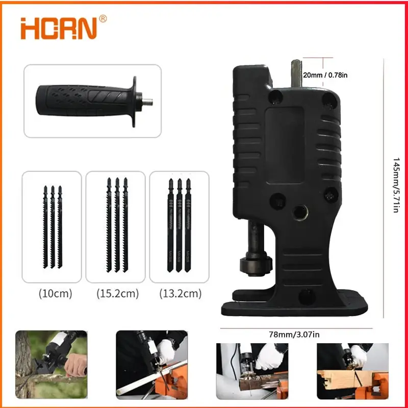 Portable Reciprocating Electric Saw Adapter Electric Drill Modified Tool Attachment with 3 Saw Blades for Wood Metal Cutting
Portable Reciprocating Electric Saw Adapter Electric Drill Modified Tool Attachment with 3 Saw Blades for Wood Metal Cutting