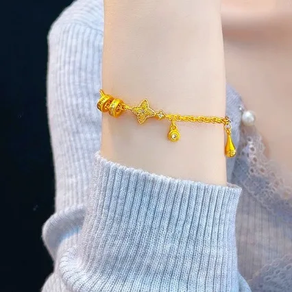 24K AU999 Real Gold Antique - style Bracelet, Adorned with Diamond - set Four - pointed Stars, Ideal Gift for Girlfriend
24K AU999 Real Gold Antique - style Bracelet, Adorned with Diamond - set Four - pointed Stars, Ideal Gift for Girlfriend
