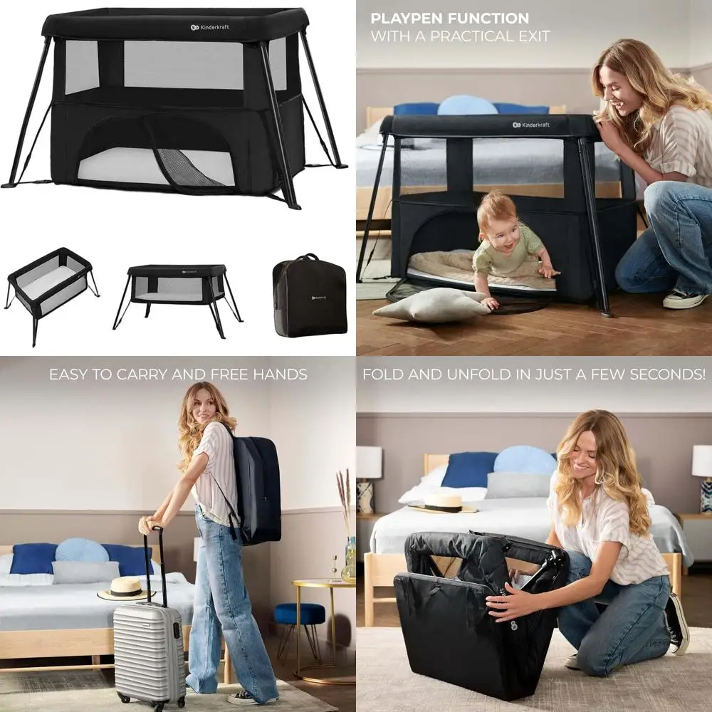 Portable 3-in-1 Baby Cot, Suitable from Birth to 3 Years, Compact Folding Travel Bed with Carry Bag, Two Height Options, Black
Portable 3-in-1 Baby Cot, Suitable from Birth to 3 Years, Compact Folding Travel Bed with Carry Bag, Two Height Options, Black